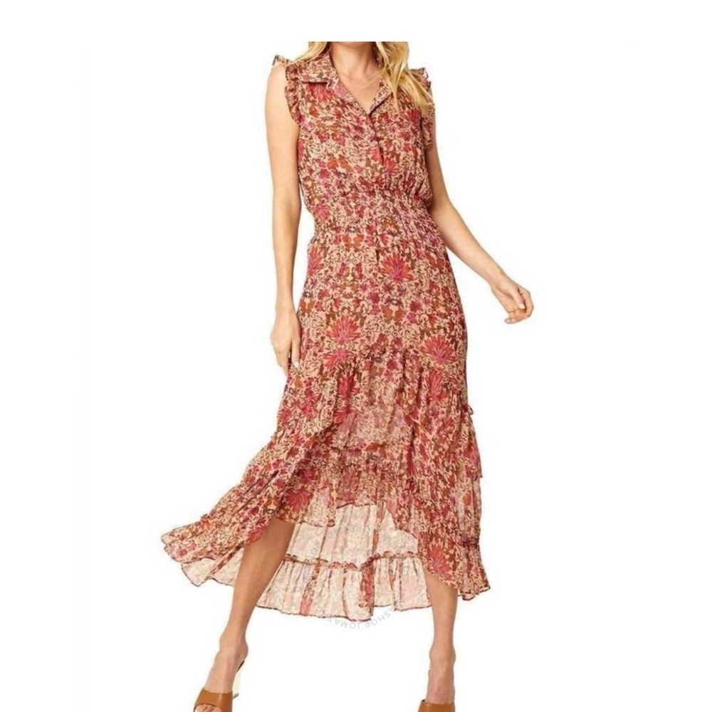 Floral Sleeveless Maxi Dress - Red & brown   Size medium